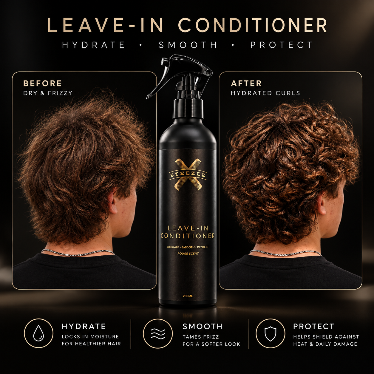STEEZEE Leave-In Conditioner | Lightweight Hydration, Frizz Control & Soft, Natural Hair – 8.5 oz